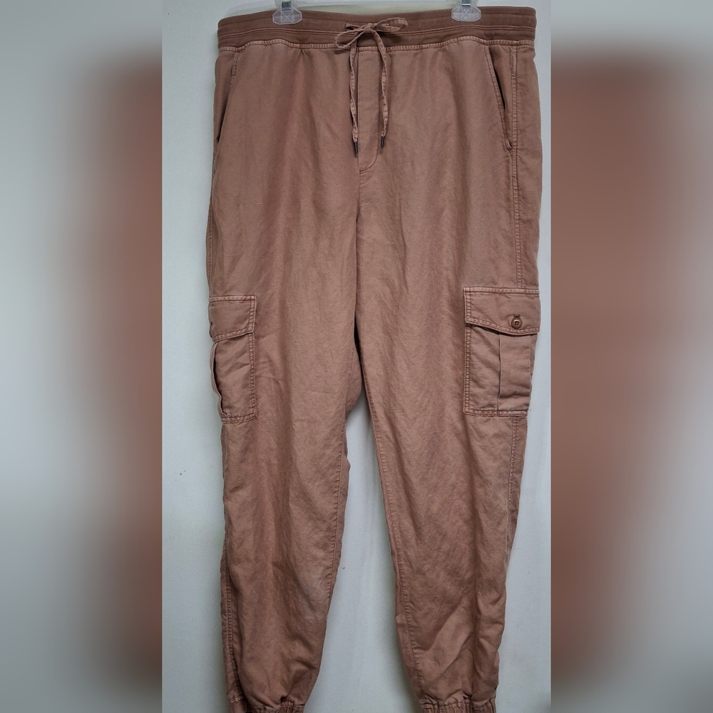 Gap Women's Joggers Size XL Tall Clay Colored  Linen Blend Athleisure